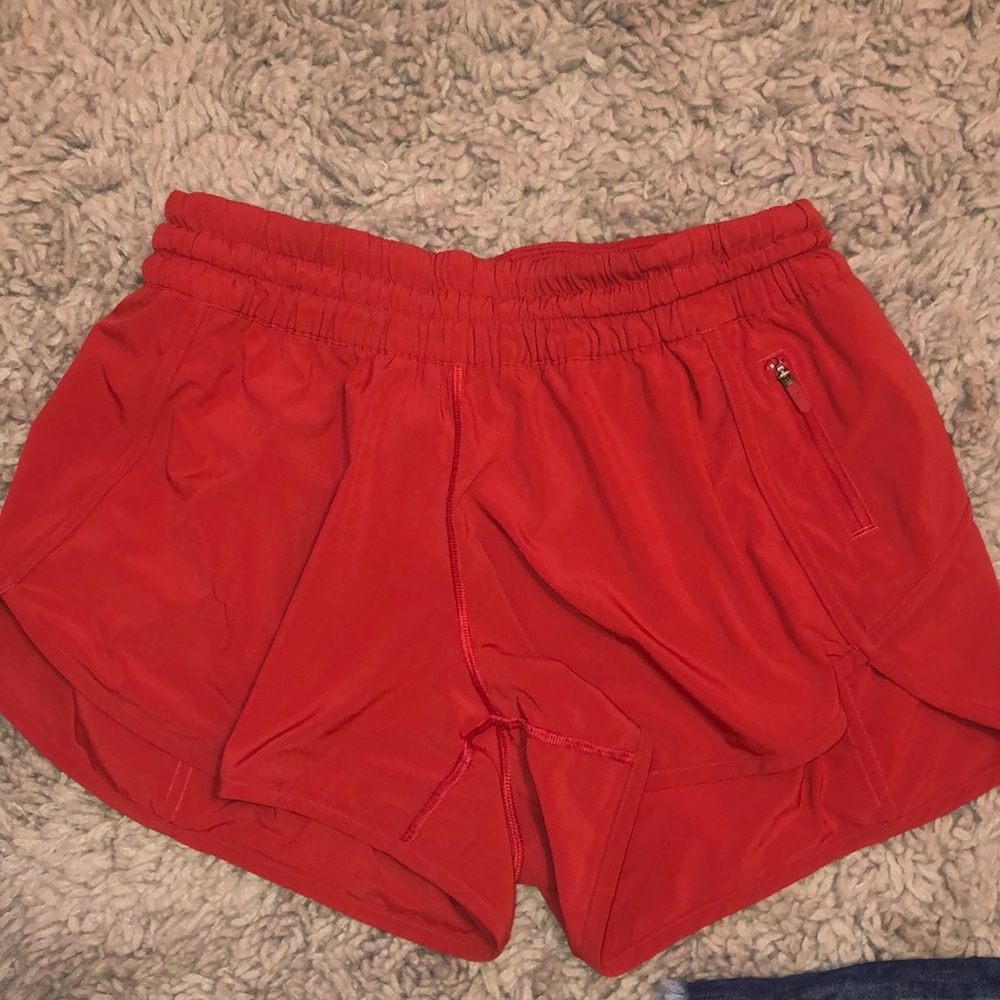 Red lululemon shorts